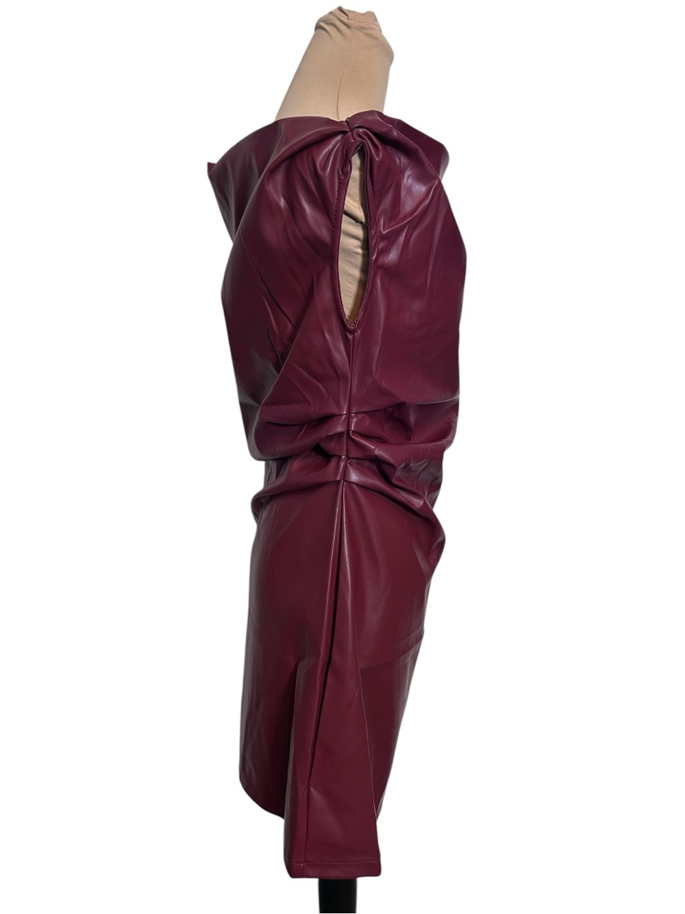 NWT Active USA One Should Faux Leather Mini Dress - Size L, Burgundy - Picture 3 of 12